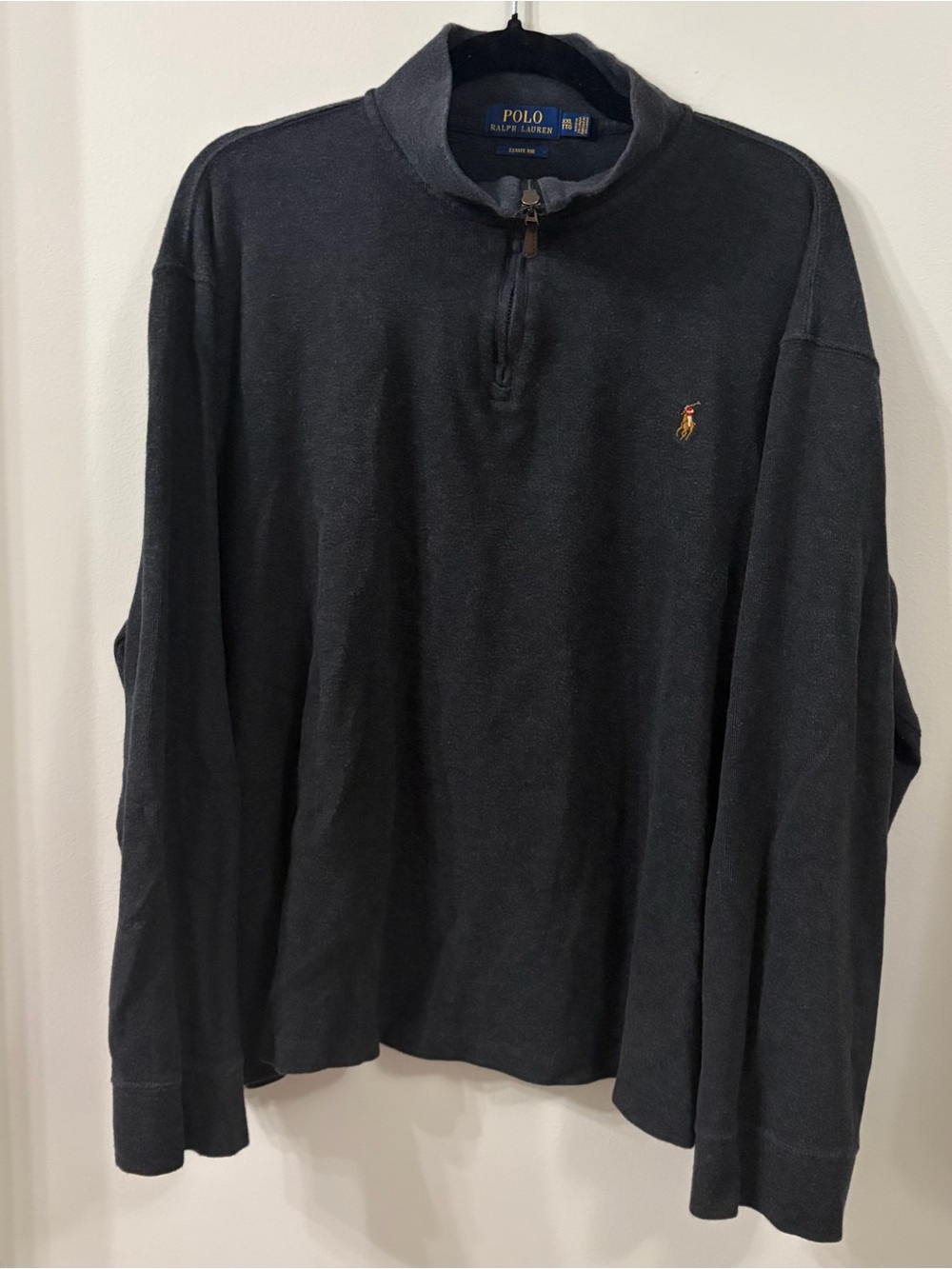 Polo Ralph Lauren Men’s Estate Rib Dark Gray Quarter Zip Pullover Sweater XXL
